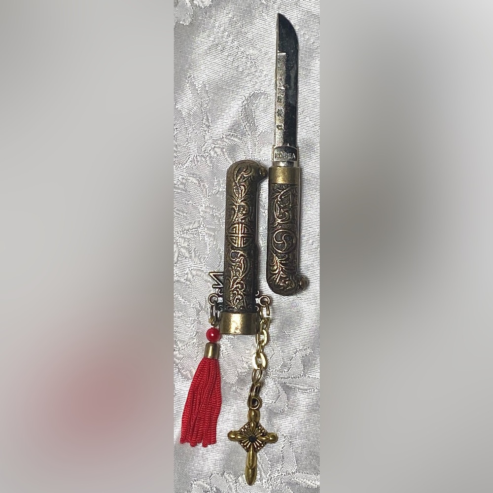 Vintage Korean Mini Dagger Letter Opener w/ Sheath 4” Long - Picture 2 of 4